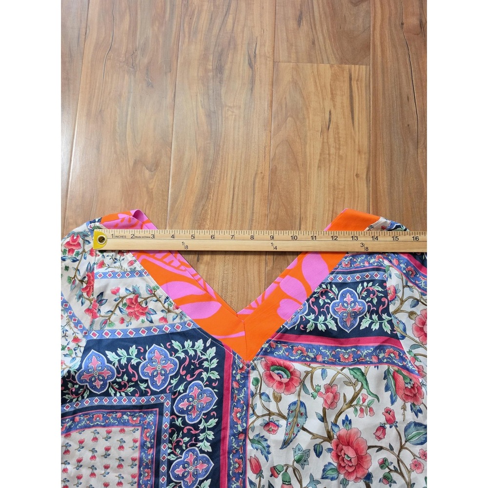 Aldo Martins Gina Top Blouse Eclectic Multicolor Floral Boho Kimono Foulard Top - Picture 7 of 9